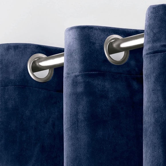 Velvet Heavyweight Light Filtering Grommet Top Curtain Panel Pair - Picture 2 of 6